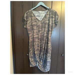 Amaryllis Camo Twist-Front Mini Dress Size S - NWOT